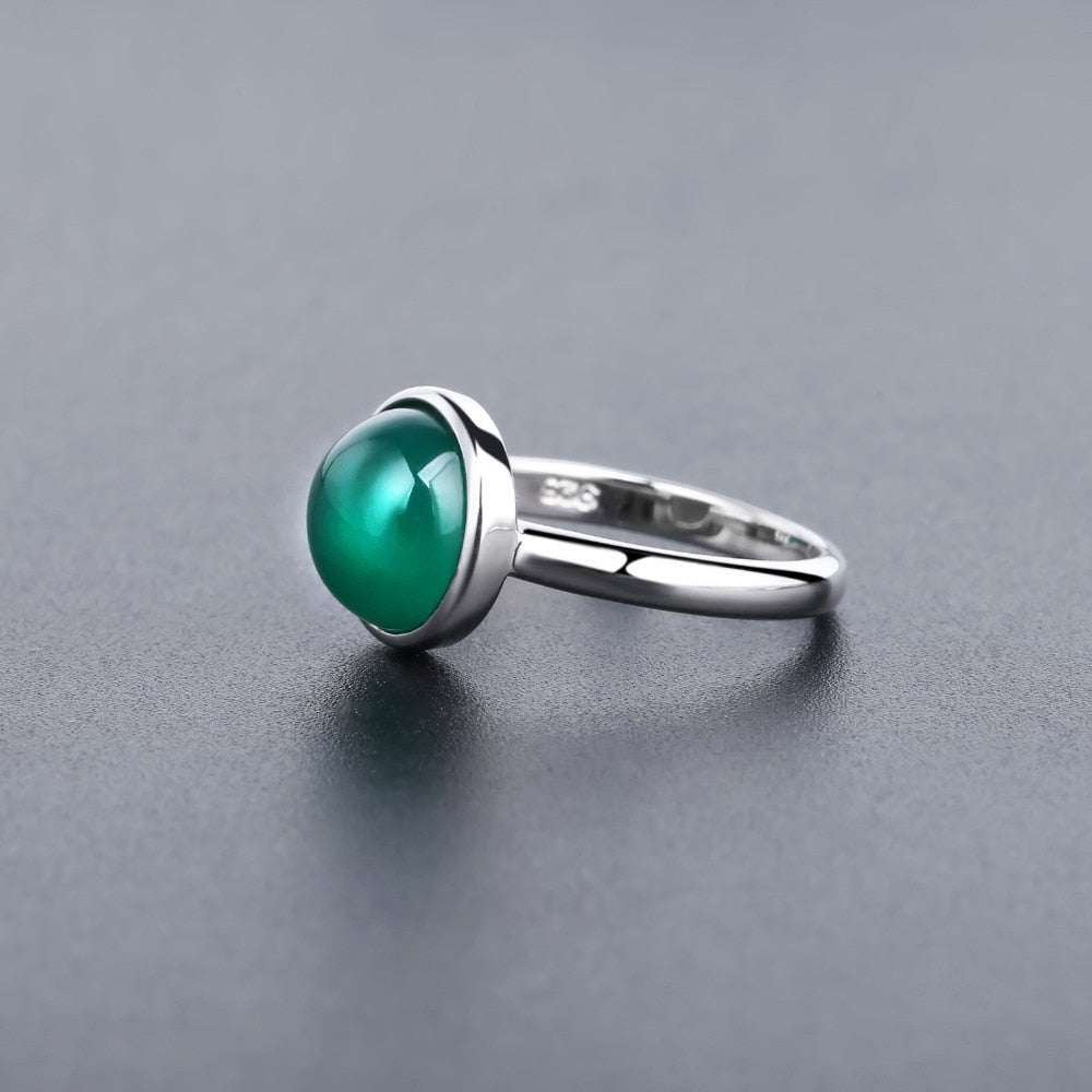 Green Agate  Minimalist Ring