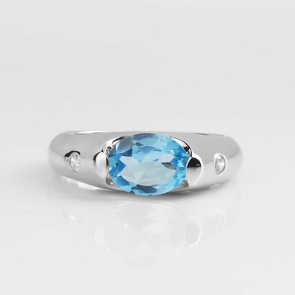 Cobalt Blue Topaz Adorned Silver Ring