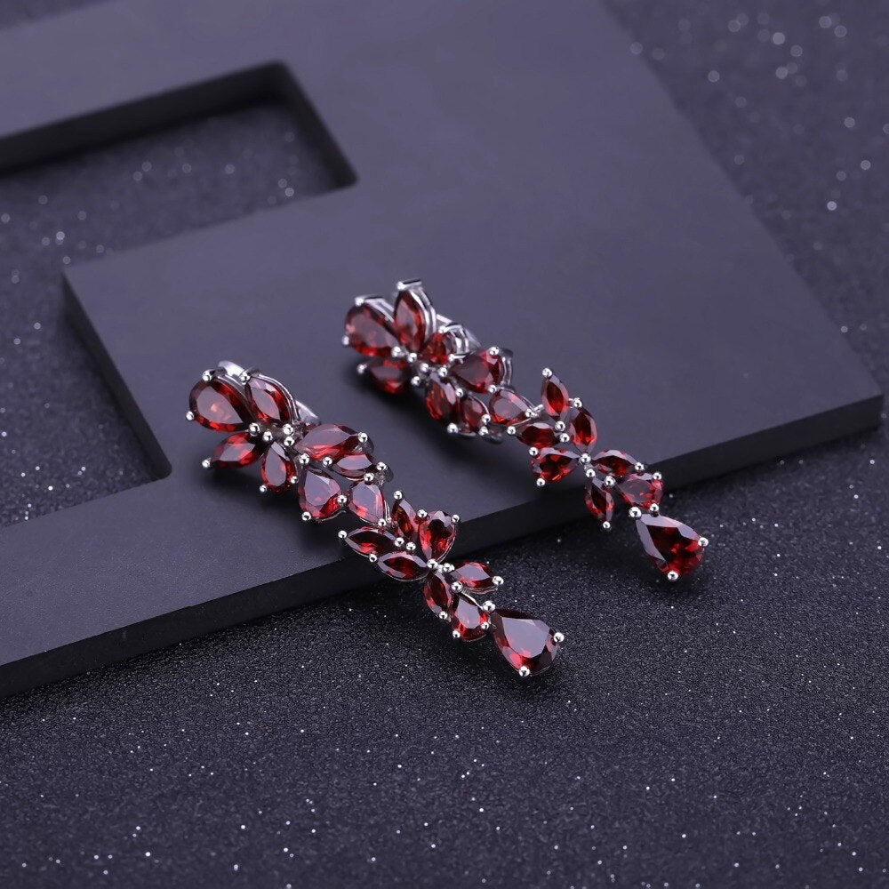 Rose Garnet Branch of Gems Earrings