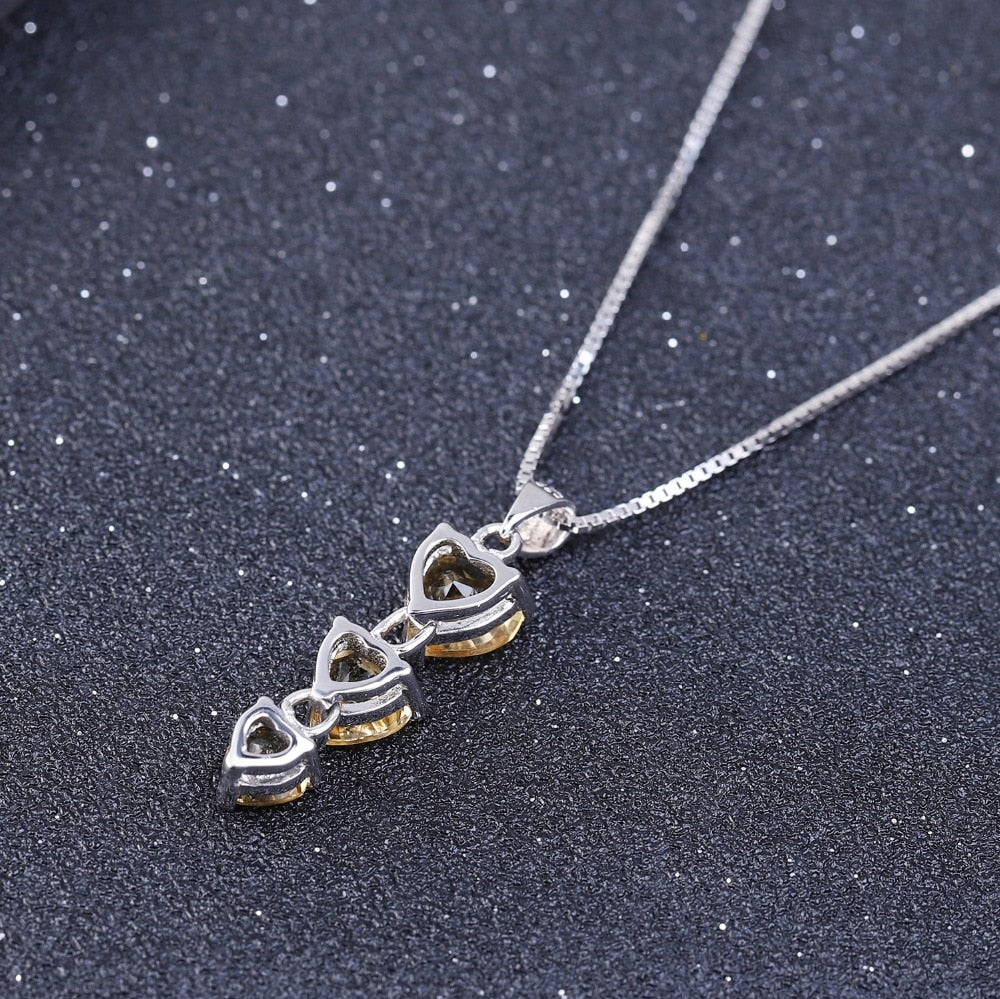 Citrine Row of Hearts Necklace