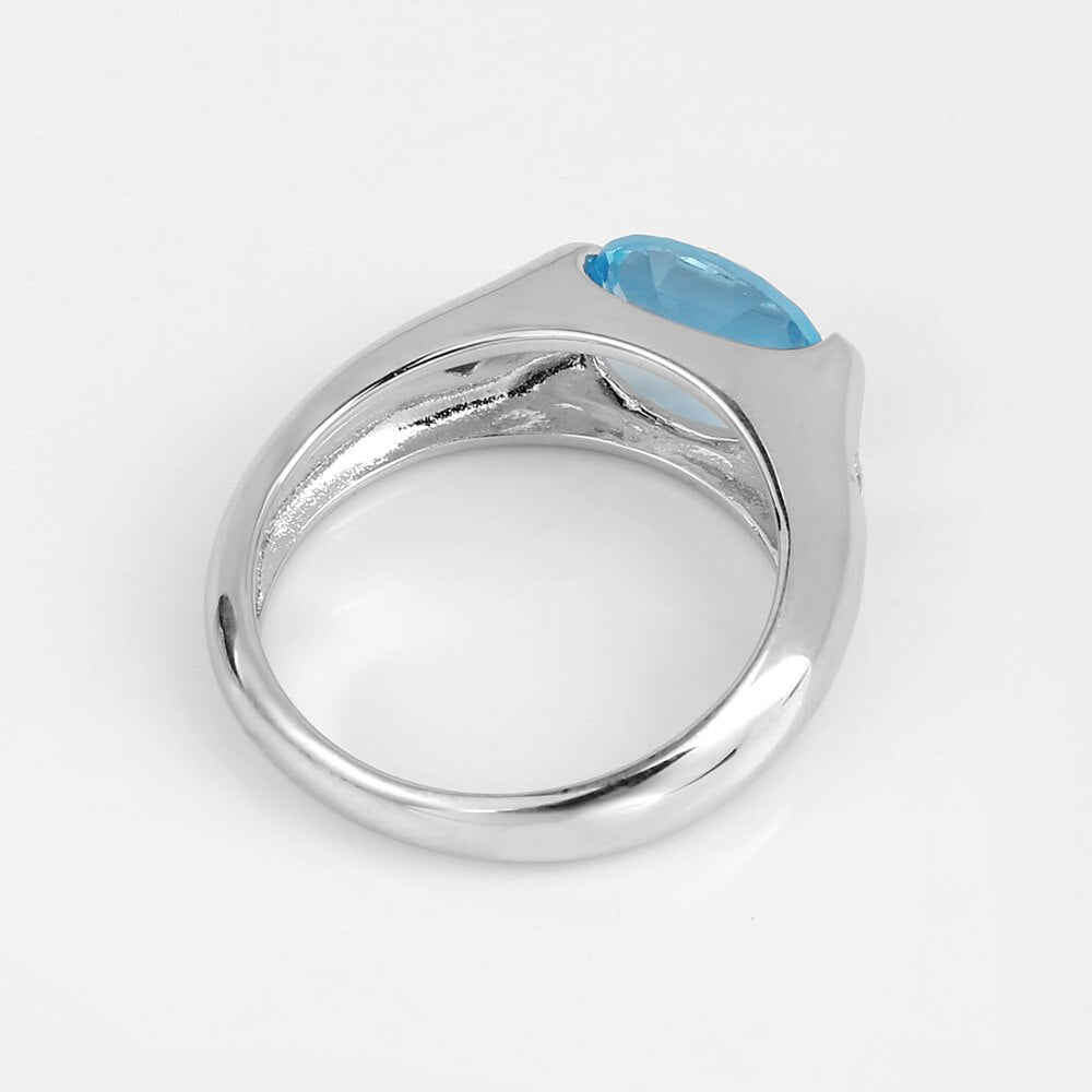 Cobalt Blue Topaz Adorned Silver Ring