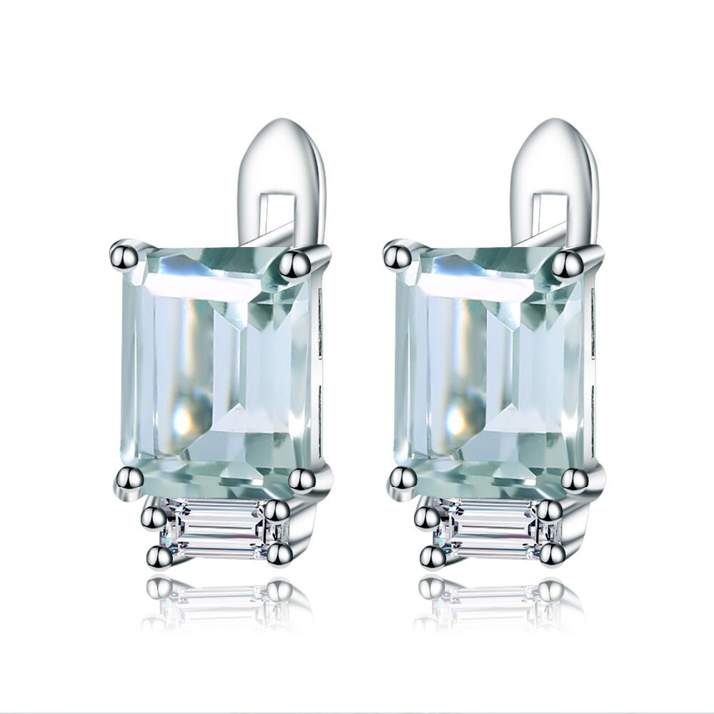 Prasiolite Amethyst Rectangle Cut Stud Earrings