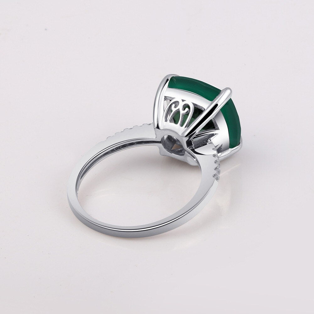 Green Agate Large Gemstone Silver Ring