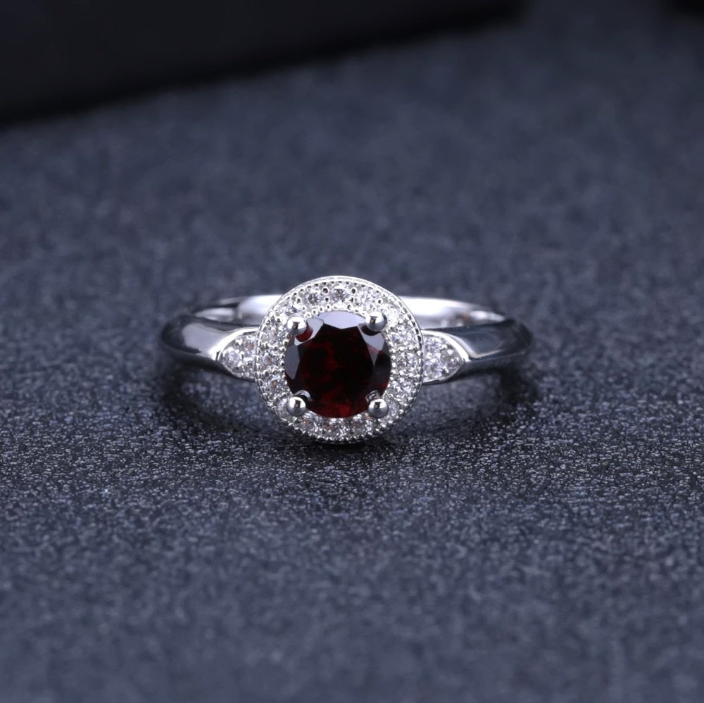 Natural Red Garnet Earrings Ring Set