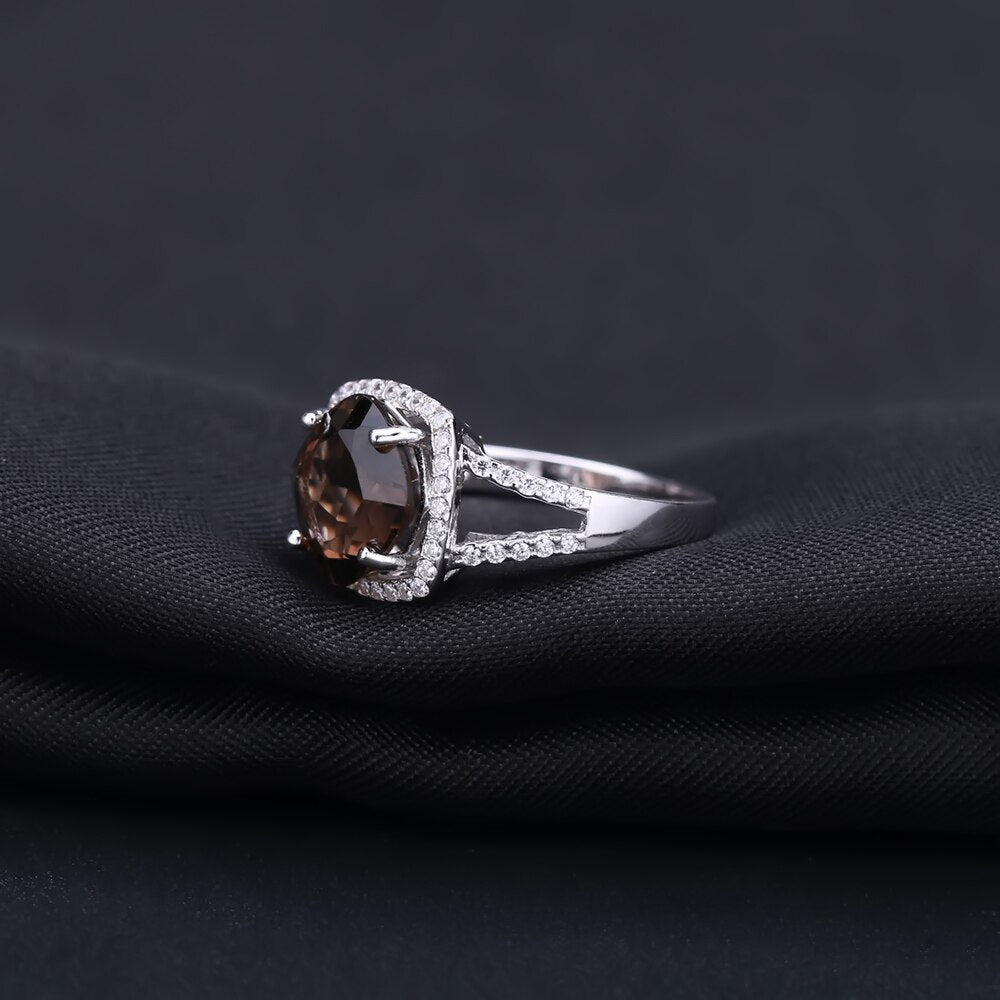 Square Smoky Quartz Large Gemstone Ring