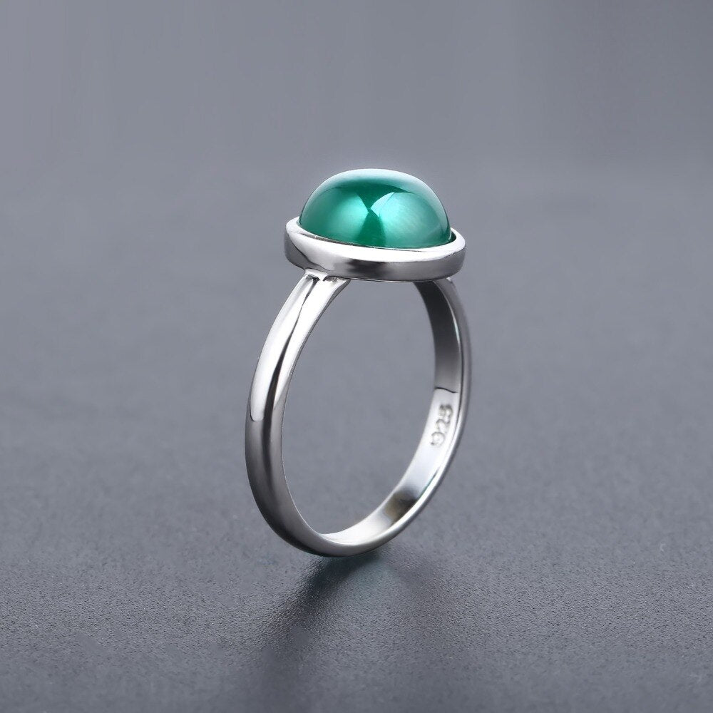 Green Agate  Minimalist Ring