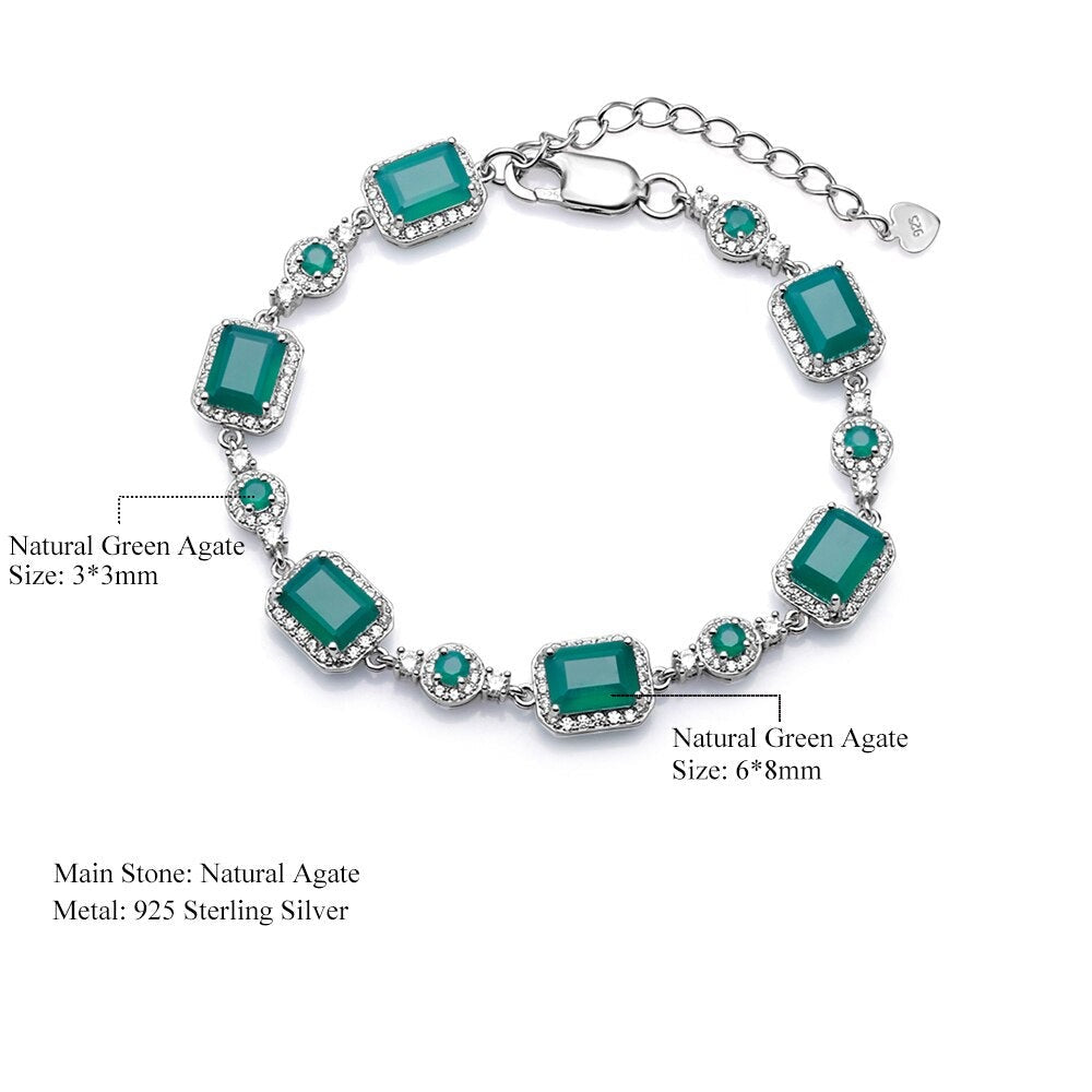 Luxurious Emerald Cut Gemstone Silver Bracelet