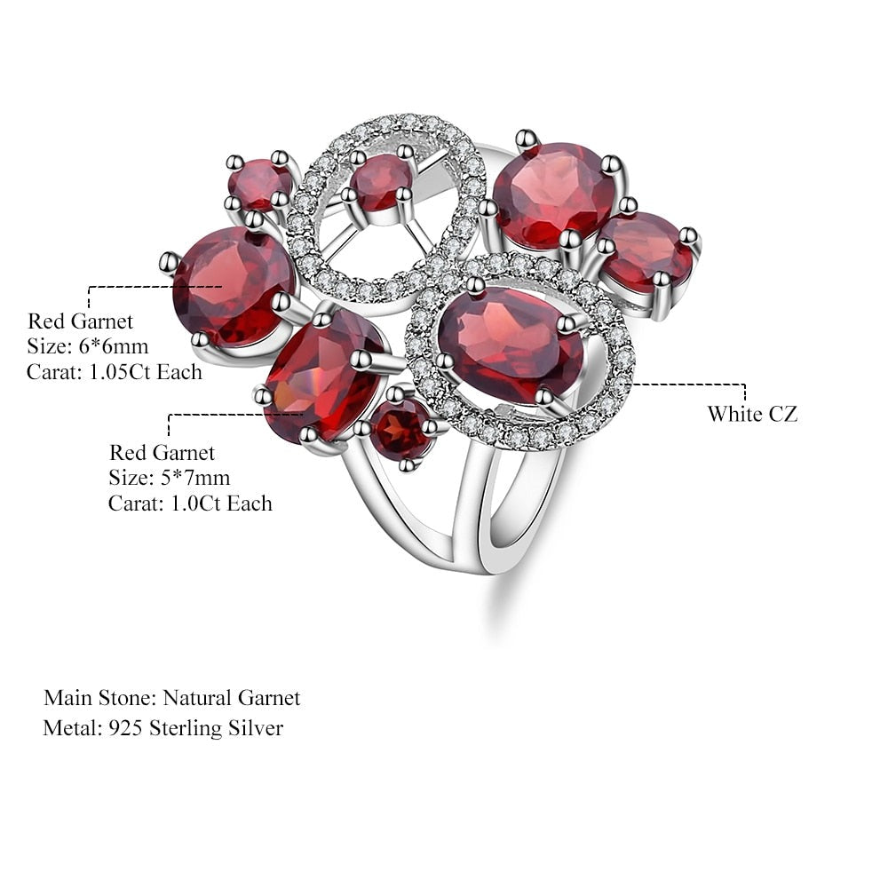 Unique Red Garnet Cluster Ring