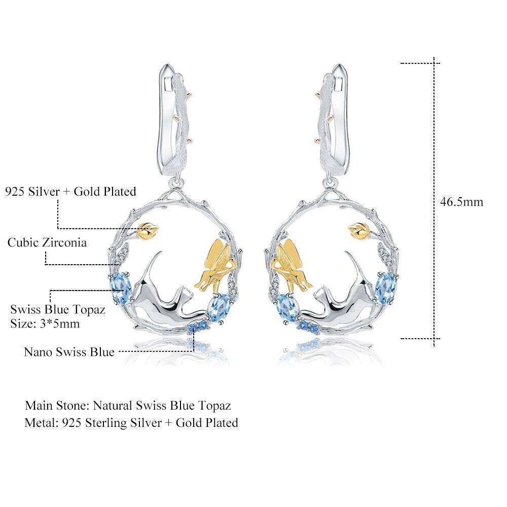 Cute Stretching Cat Circlet Earrings