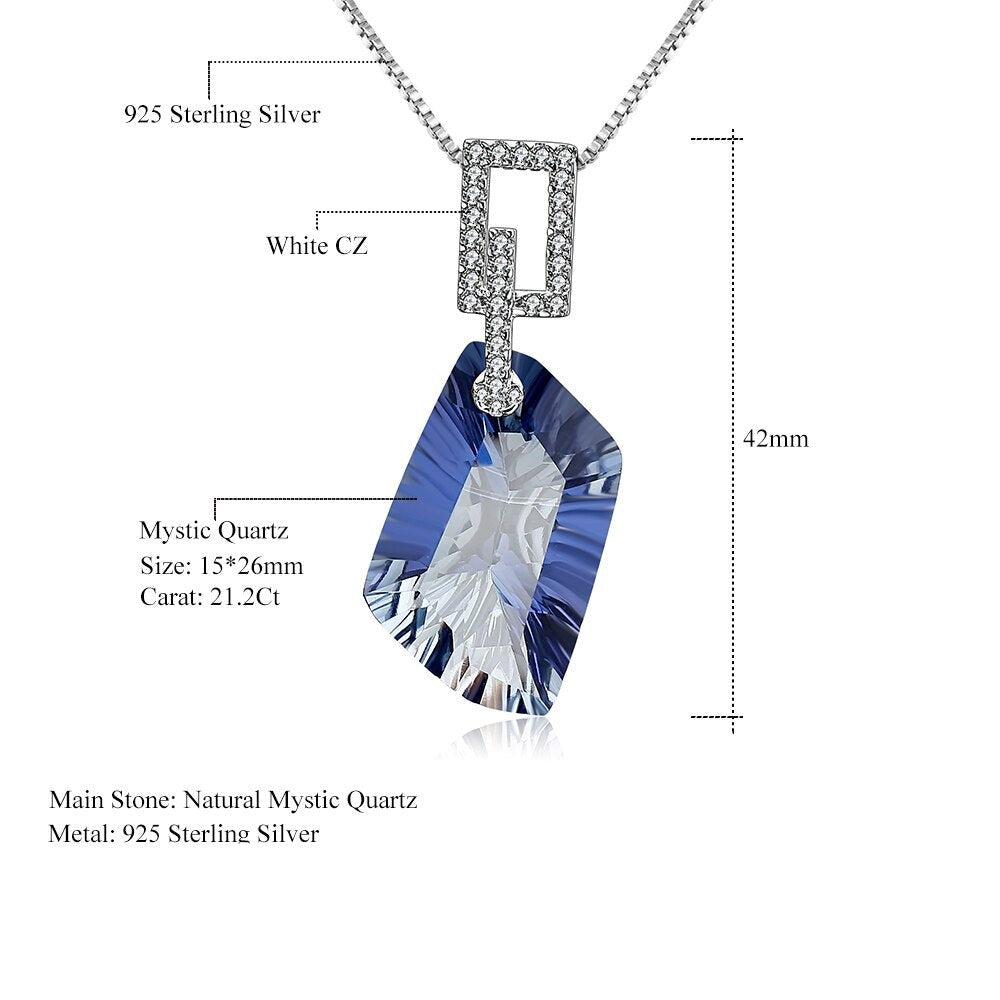 Iolite Blue Mystic Quartz Large Gemstone Necklace