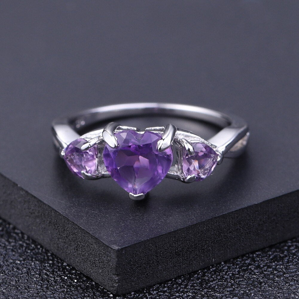 Amethyst Heart Gemstone Ring