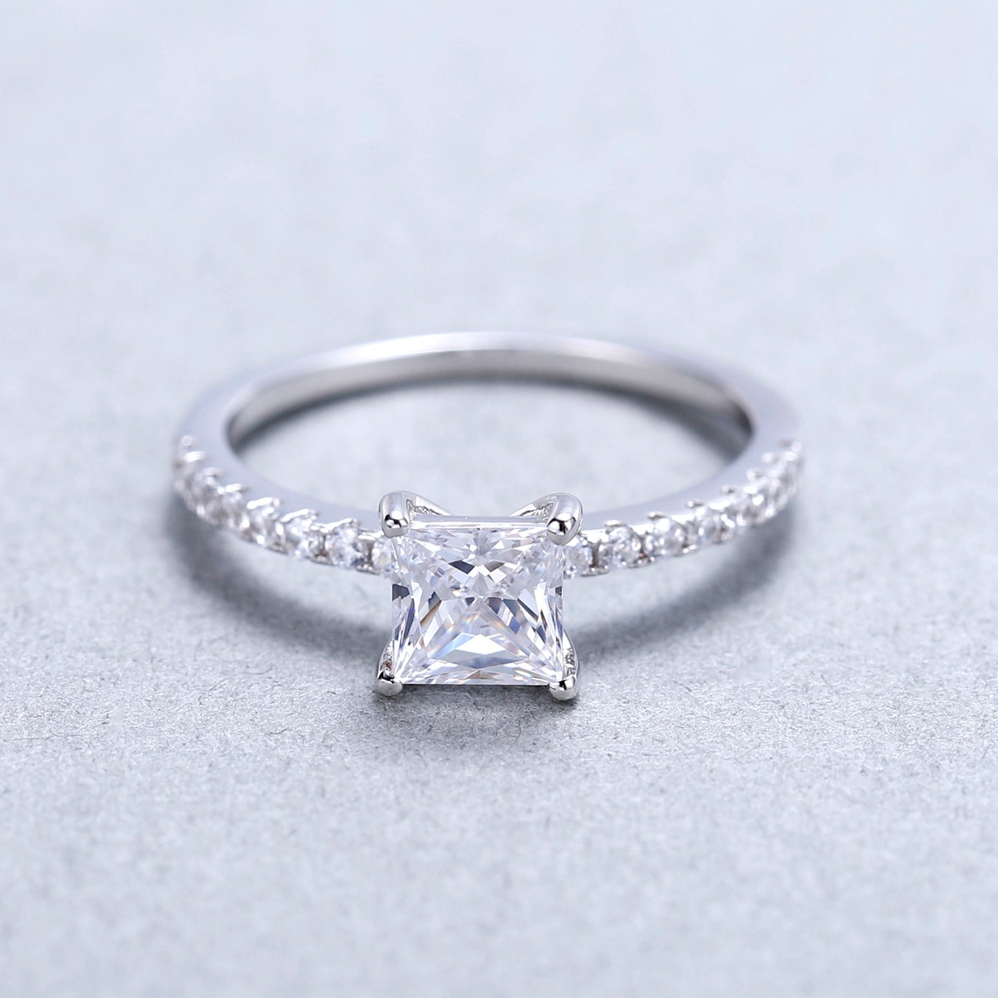 Princess Cut Cubic Zirconia Promise Ring