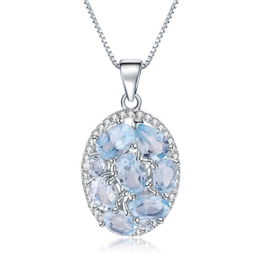 Sky Blue Topaz Cluster Gemstone Necklace