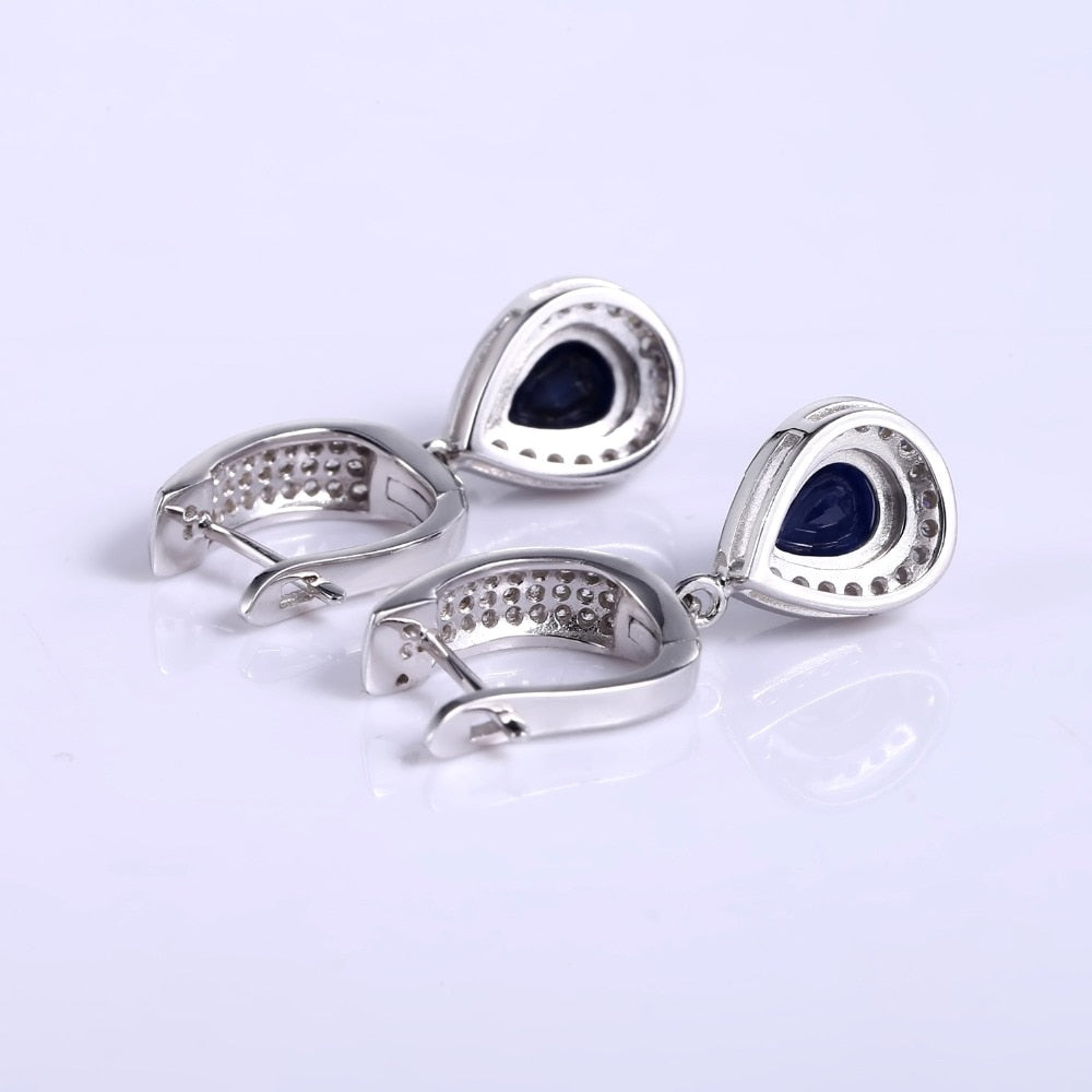 Sapphire Splendor: Silver & Natural Blue Sapphire Jewelry Set