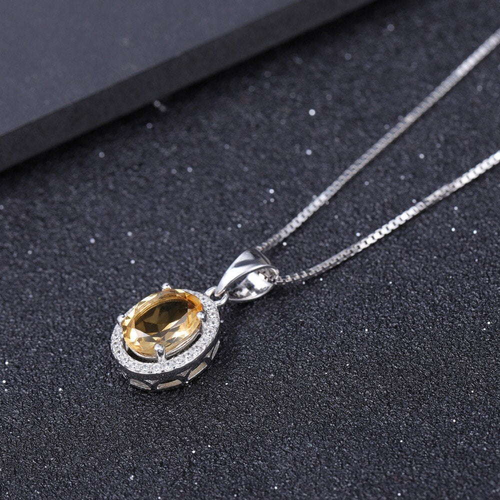 Citrine Large Oval Cut Gemstone Necklace