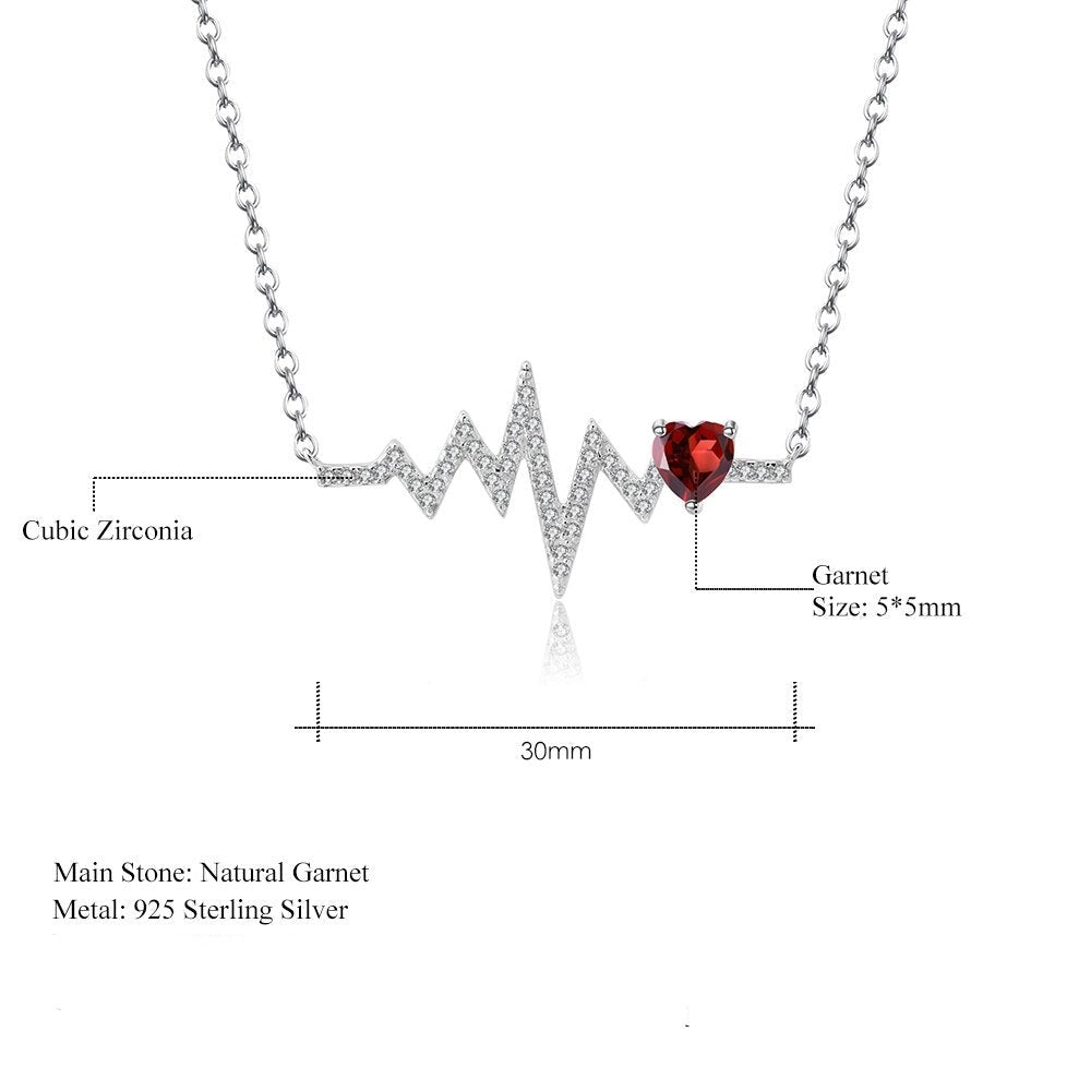 Life Line with Heart Gem Necklace