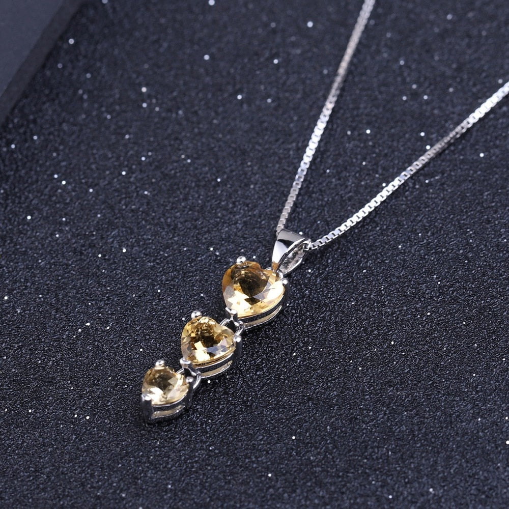 Citrine Row of Hearts Necklace