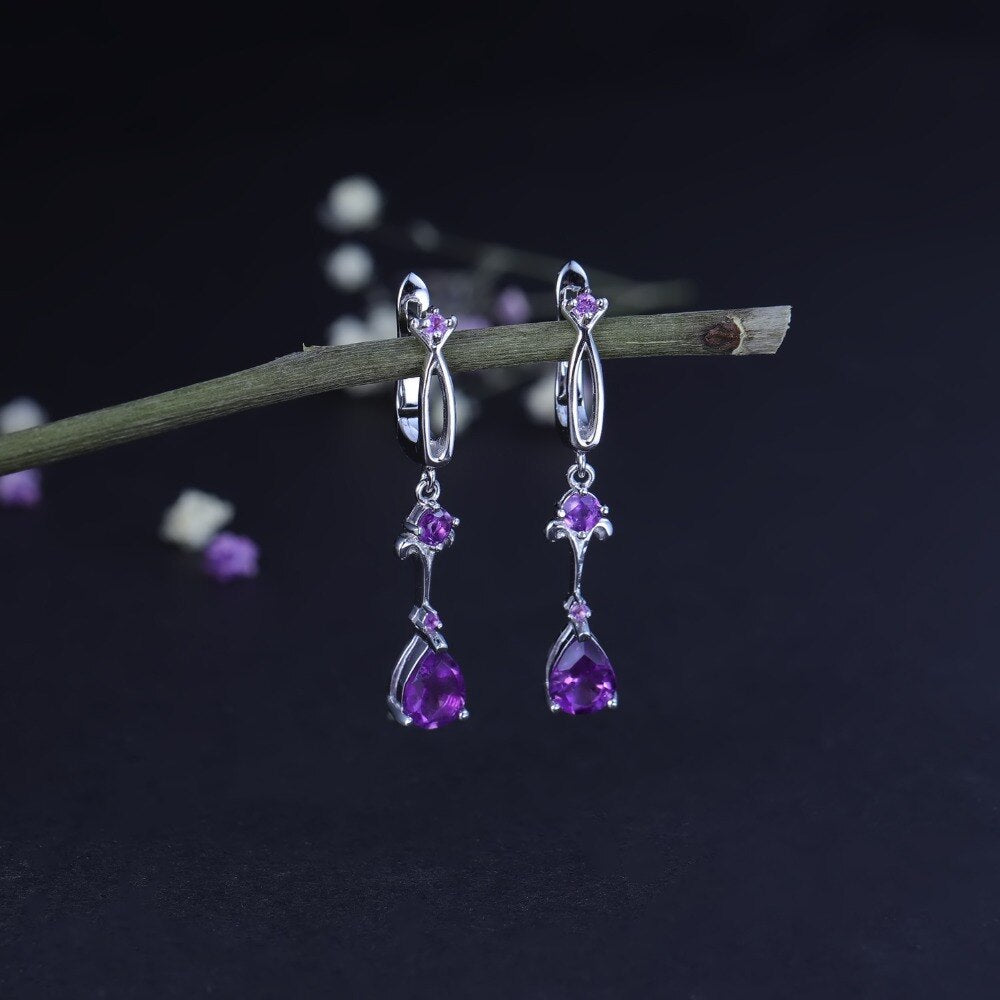 Vintage Amethyst Teardrop Cut Earrings