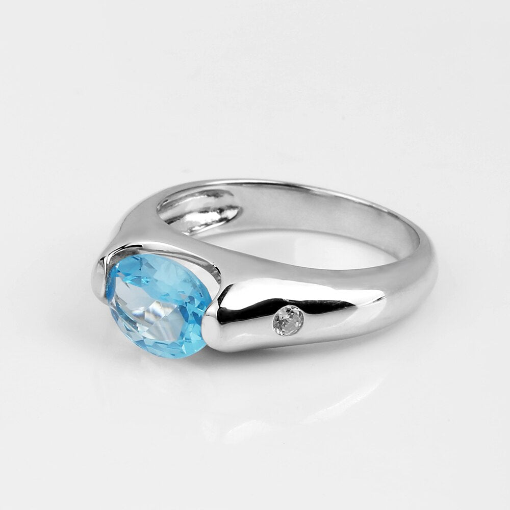 Cobalt Blue Topaz Adorned Silver Ring