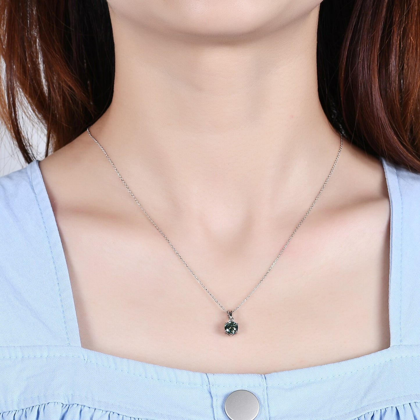 Moissanite Round Cut Simplistic Pendant Necklace