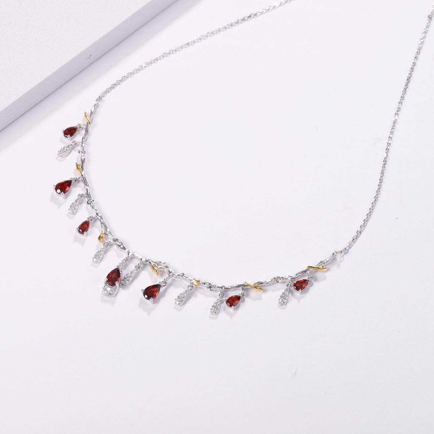 Glistening Natural Branch Silver and Gold Necklace