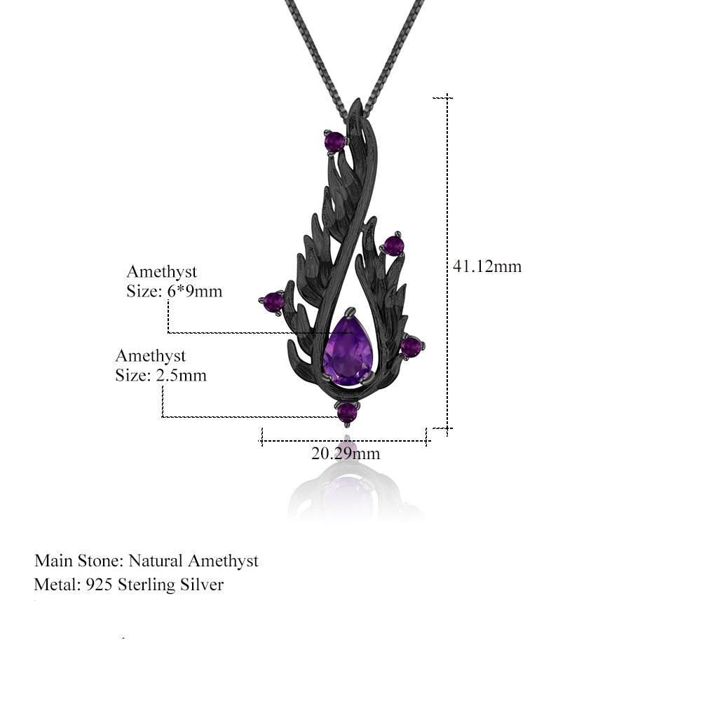 Amethyst Black Angel Wings Necklace