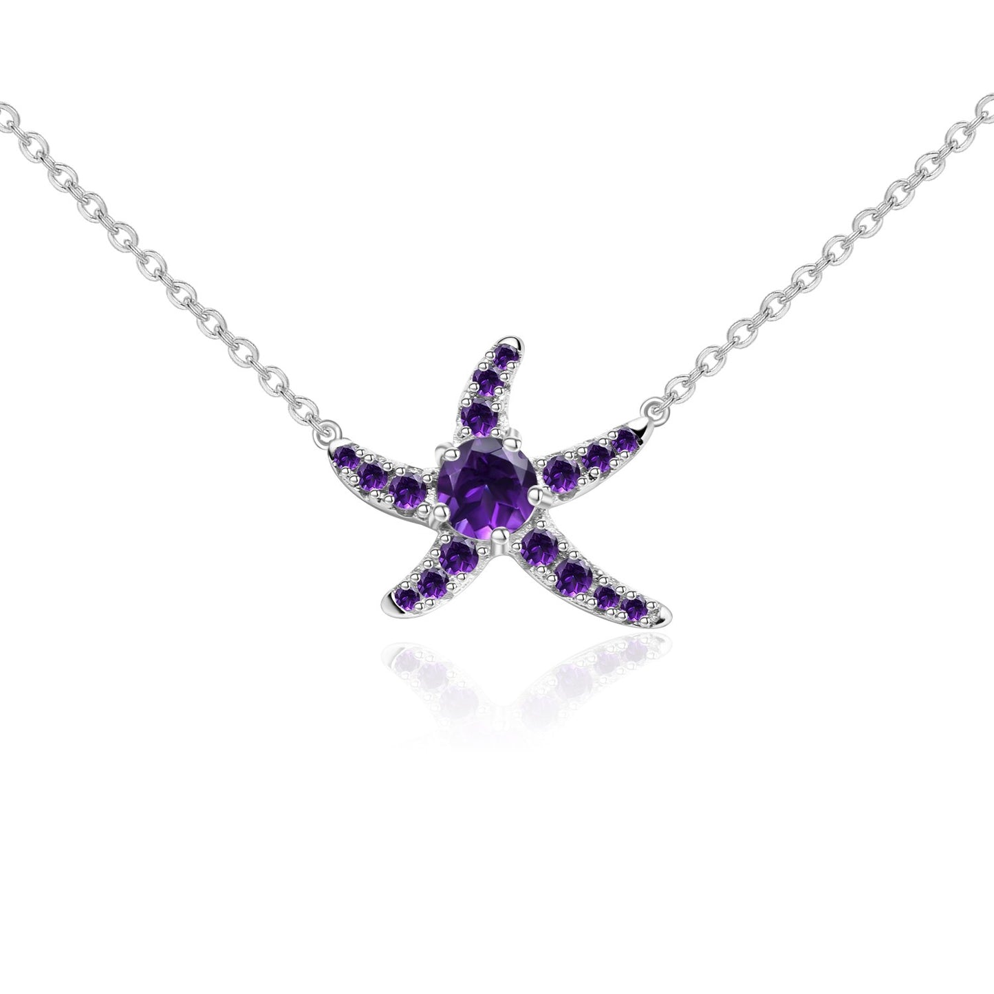 Amethyst Starfish Pendant Necklace