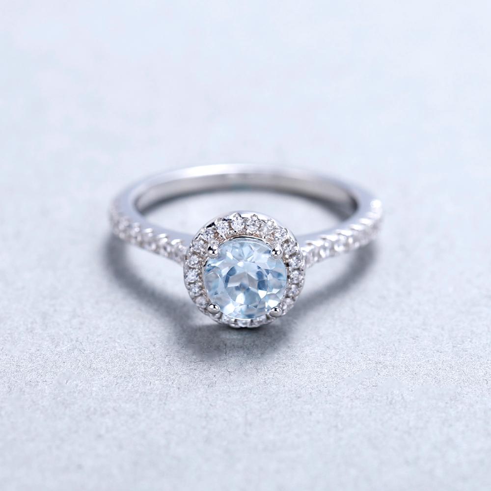 Blue Sapphire Halo Promise Ring