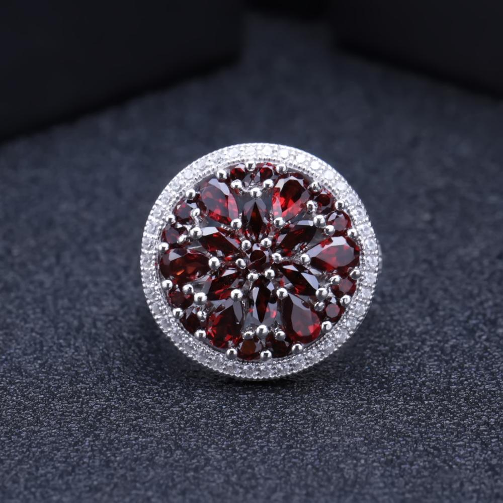 Natural Red Garnet Earrings Cocktail Ring Set