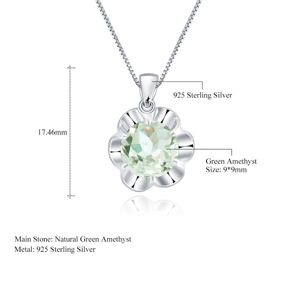 Simplistic Green Amethyst Stud Necklace