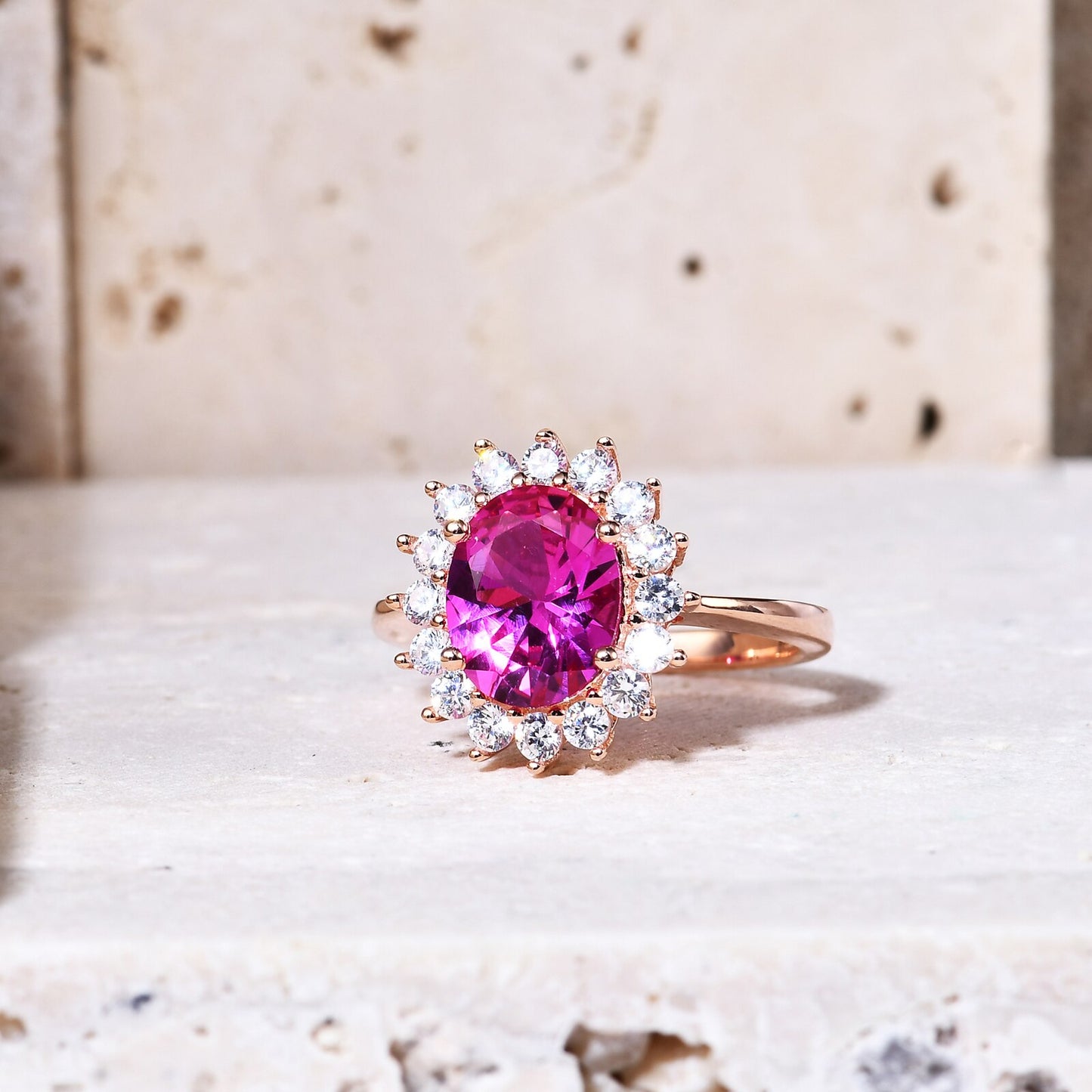 Princess Flower Styled Large Gemstone Promise Ring