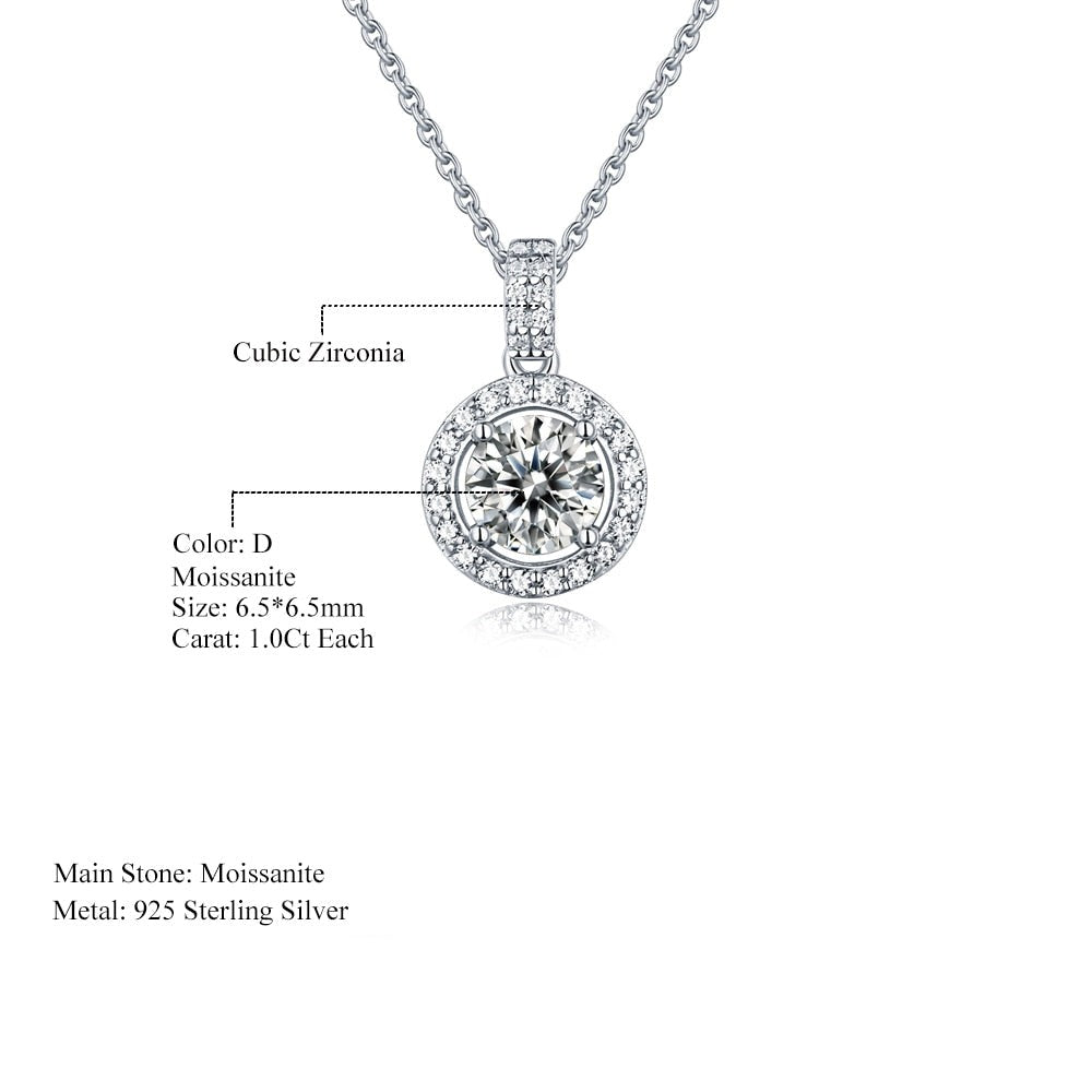 Your Choice of Color Moissanite Diamond Round Pendant Necklace