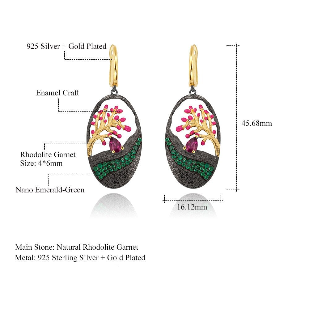 Japanese Cherry Blossom Tree Stylized Earrings