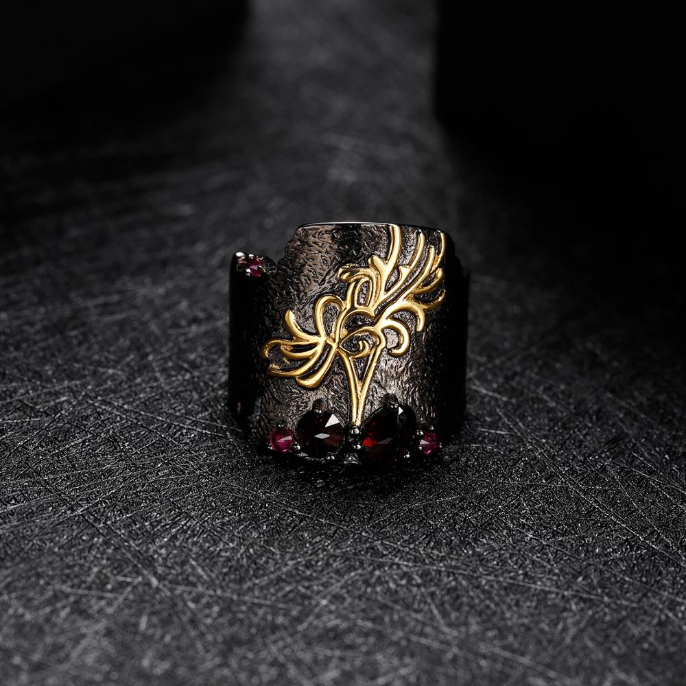 Black Garnet Equinox Flower Ring