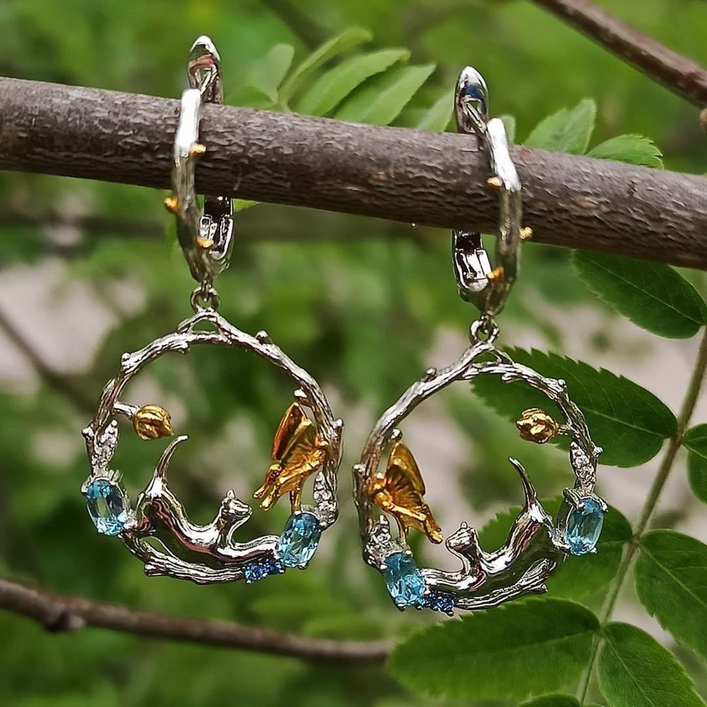 Cute Stretching Cat Circlet Earrings