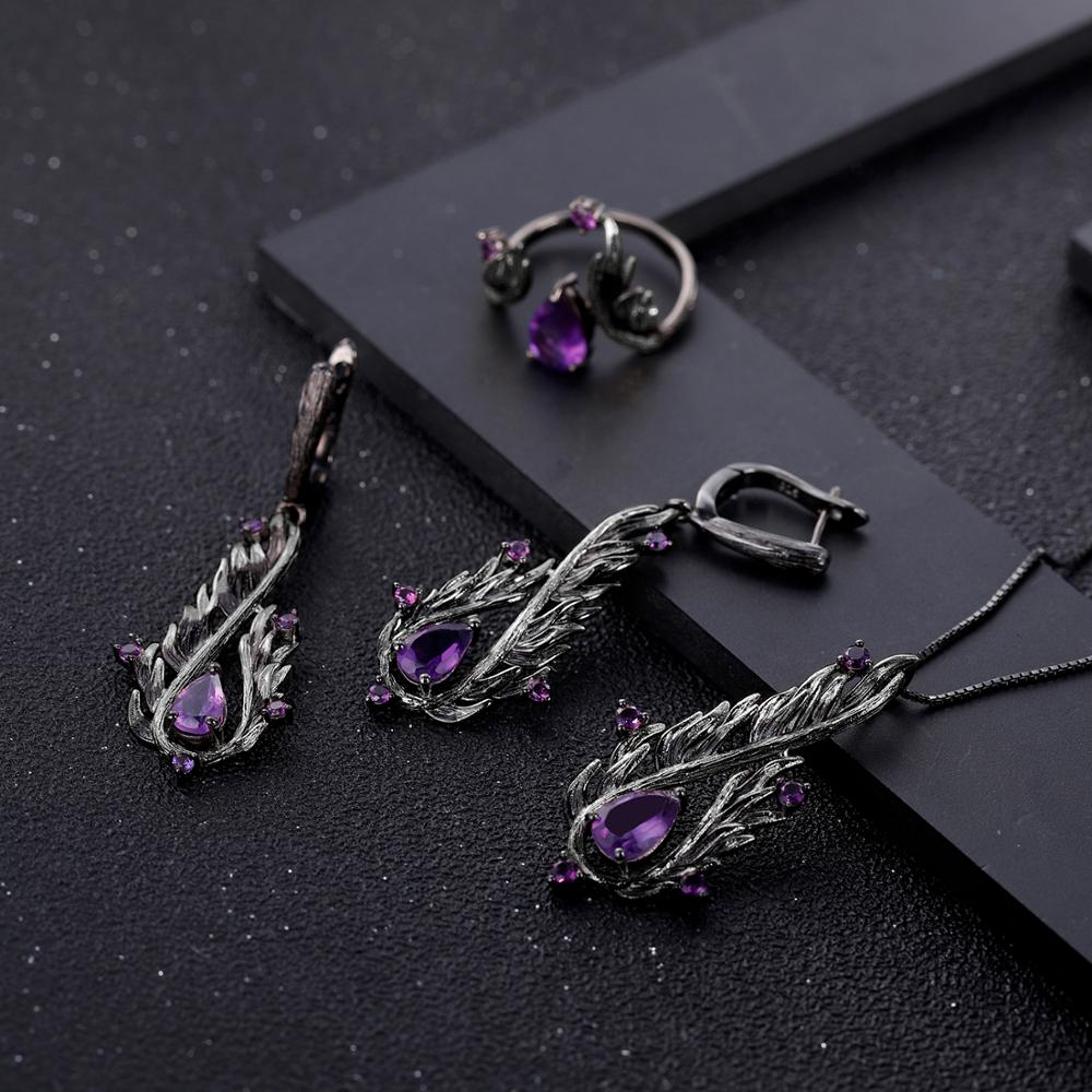 Amethyst Black Angel Winged Earrings