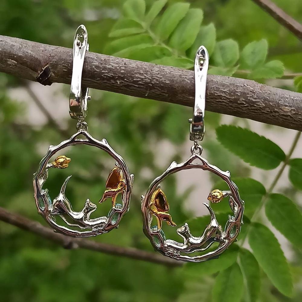 Cute Stretching Cat Circlet Earrings