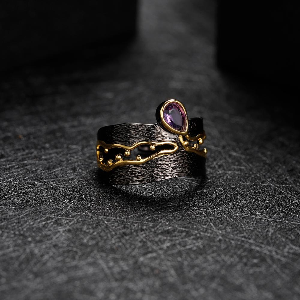 Amethyst Teardrop Resizable Ring