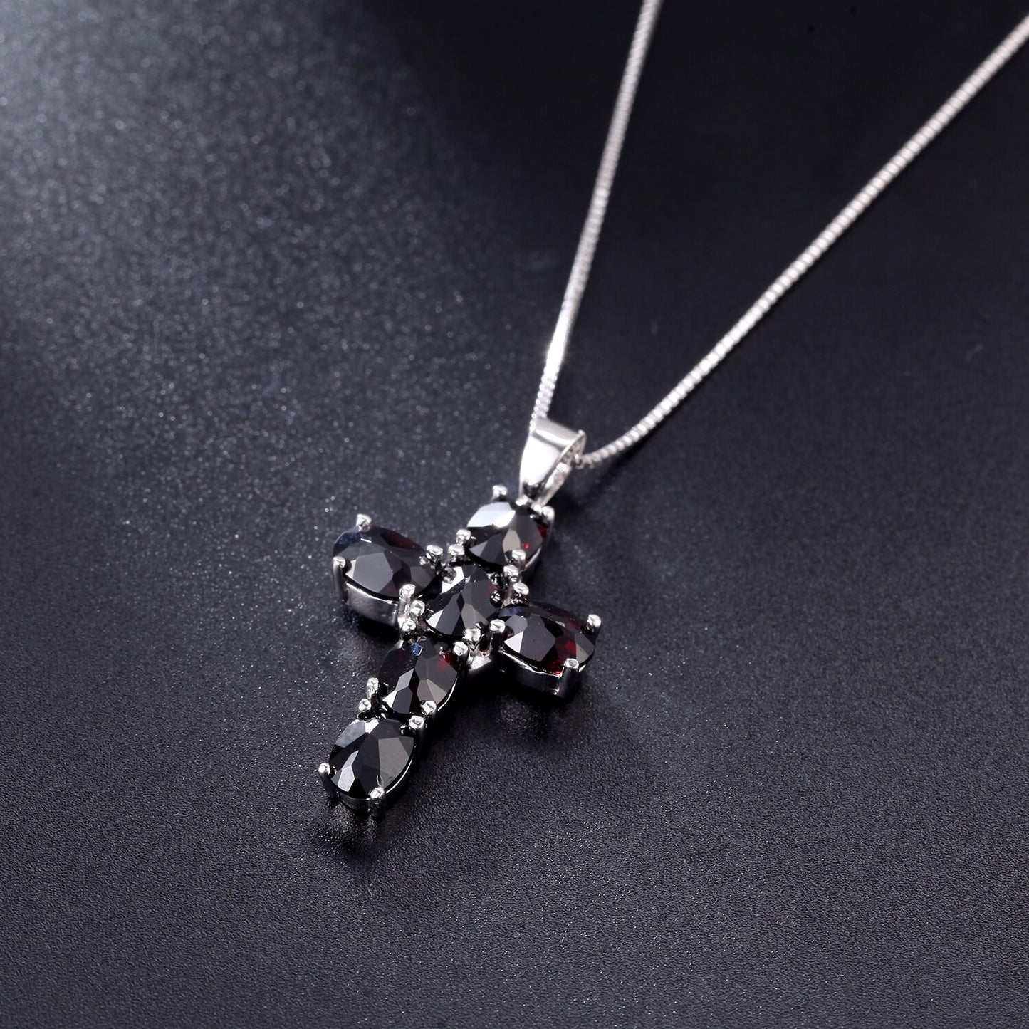 Gemstone Silver Cross Pendant Necklace