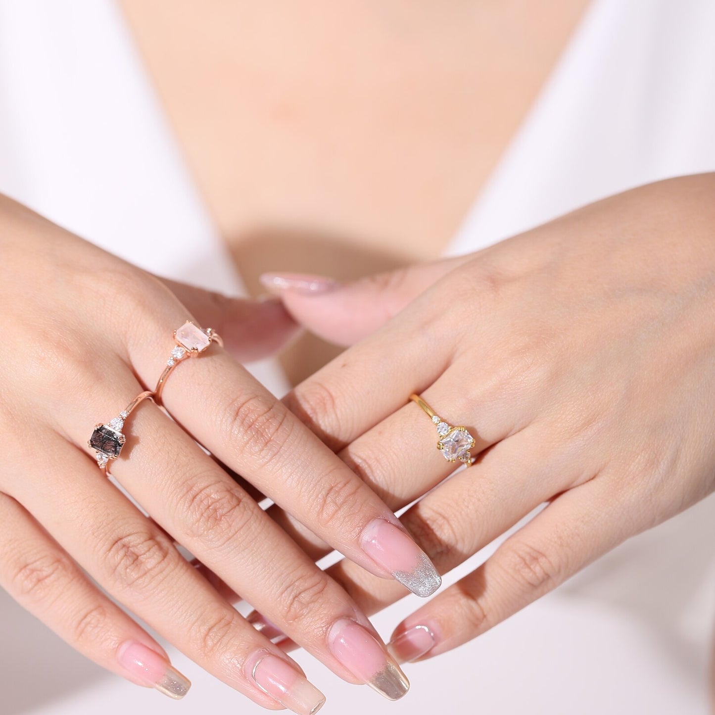 Rutilated Quartz Emerald Cut Ring