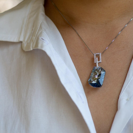 Iolite Blue Mystic Quartz Large Gemstone Necklace