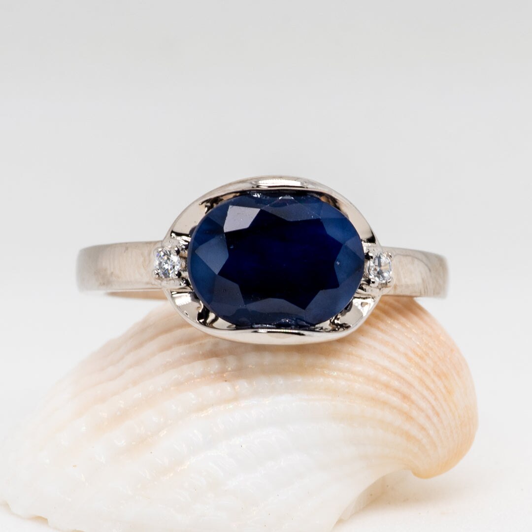 Blue Sapphire Large Gemstone Promise Ring