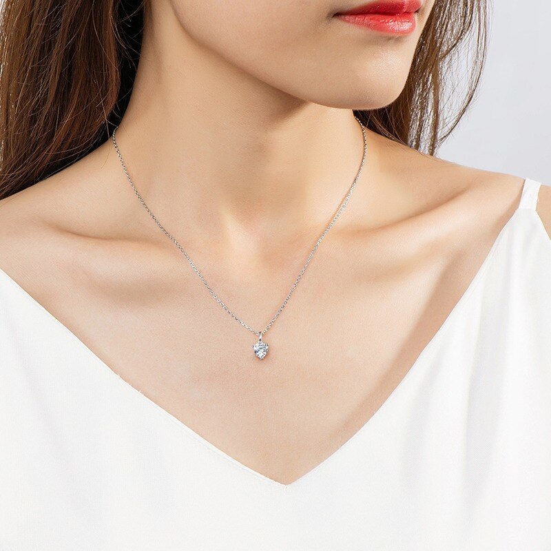 Elegant Heart Shaped Moissanite Diamond Necklace