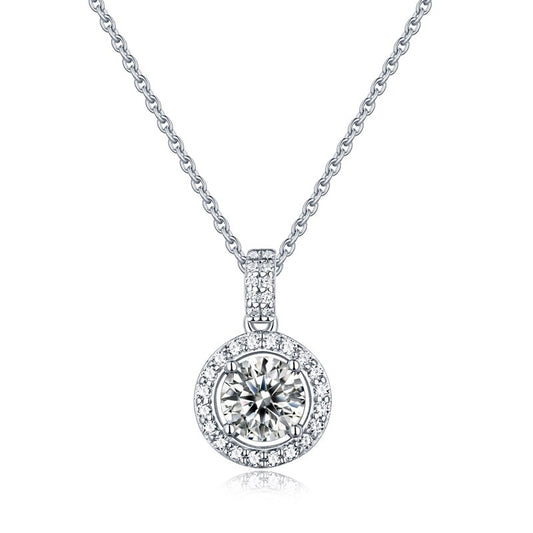 Your Choice of Color Moissanite Diamond Round Pendant Necklace