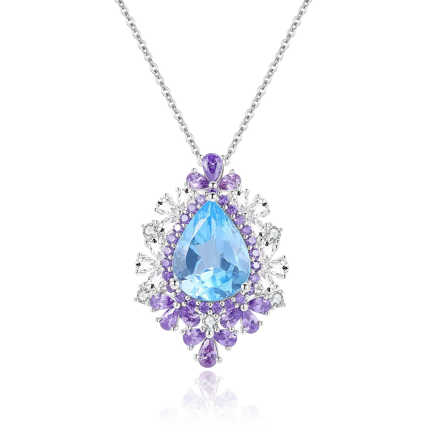 Luxurious Sky Blue Topaz Teardrop Necklace