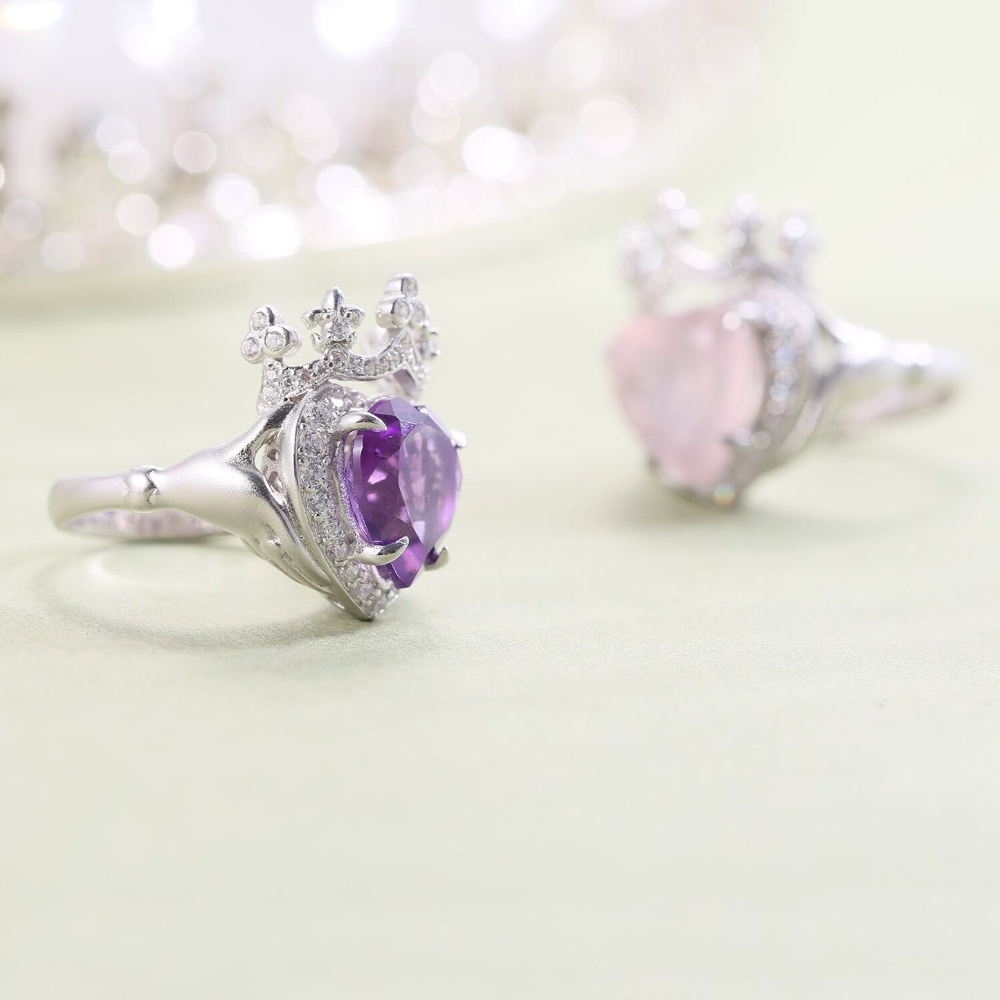 Princess Crown Heart Cut Gemstone Ring