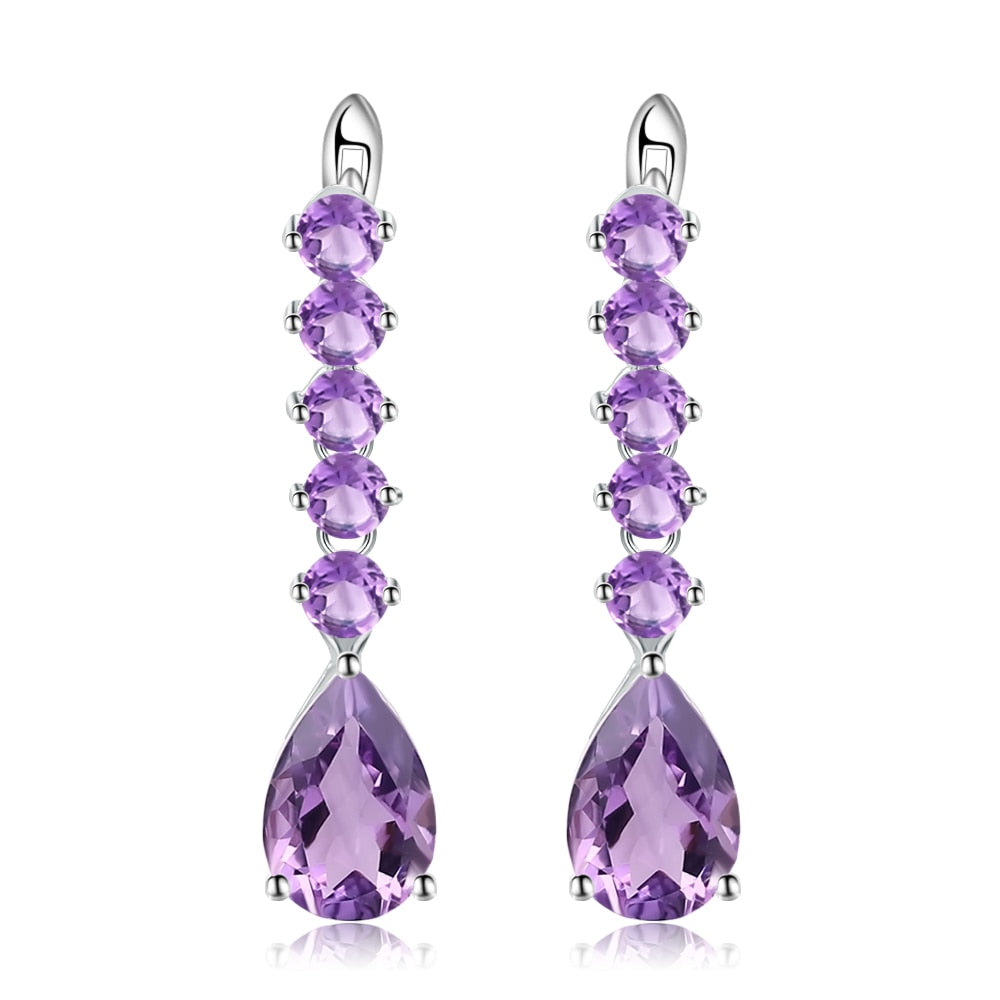 Classic Long Row of Gems Drop Earrings