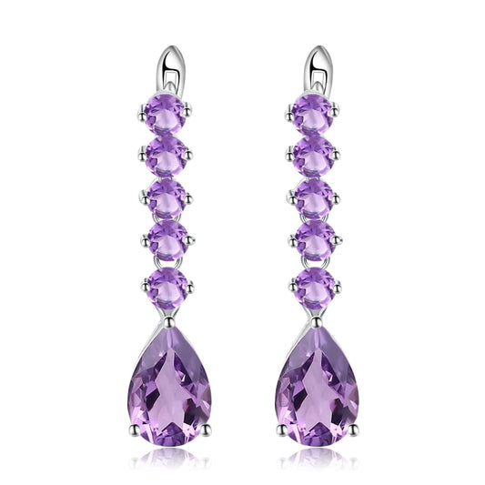 Classic Long Row of Gems Drop Earrings