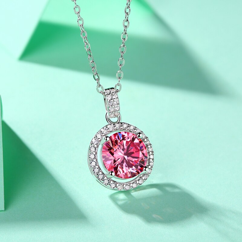 Sparkling Round Cut Moissanite Silver Necklace