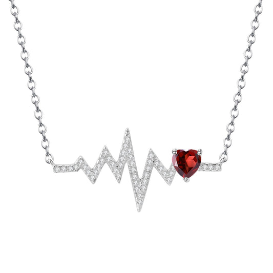 Life Line with Heart Gem Necklace